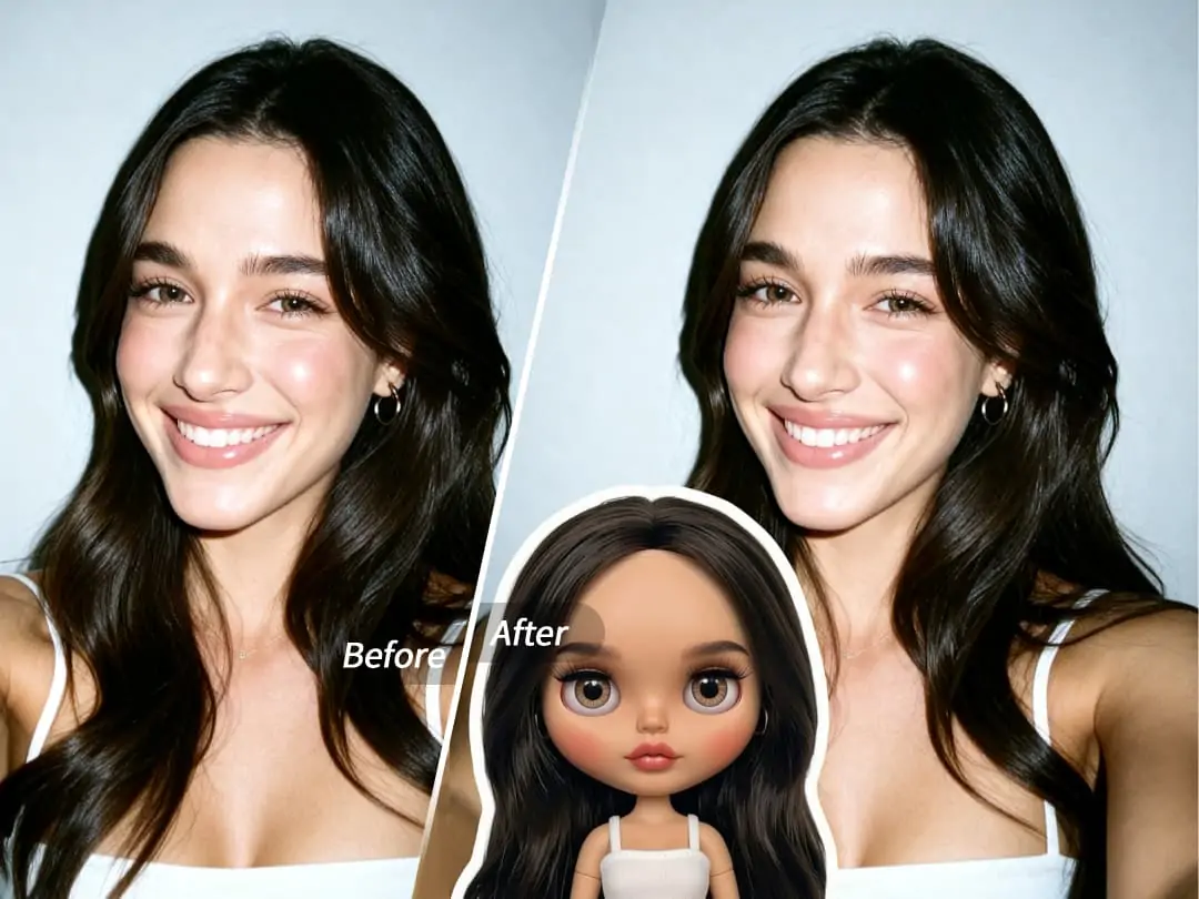 Confronto degli effetti derivanti dall'applicazione di diverse preimpostazioni di volti comici alla stessa foto