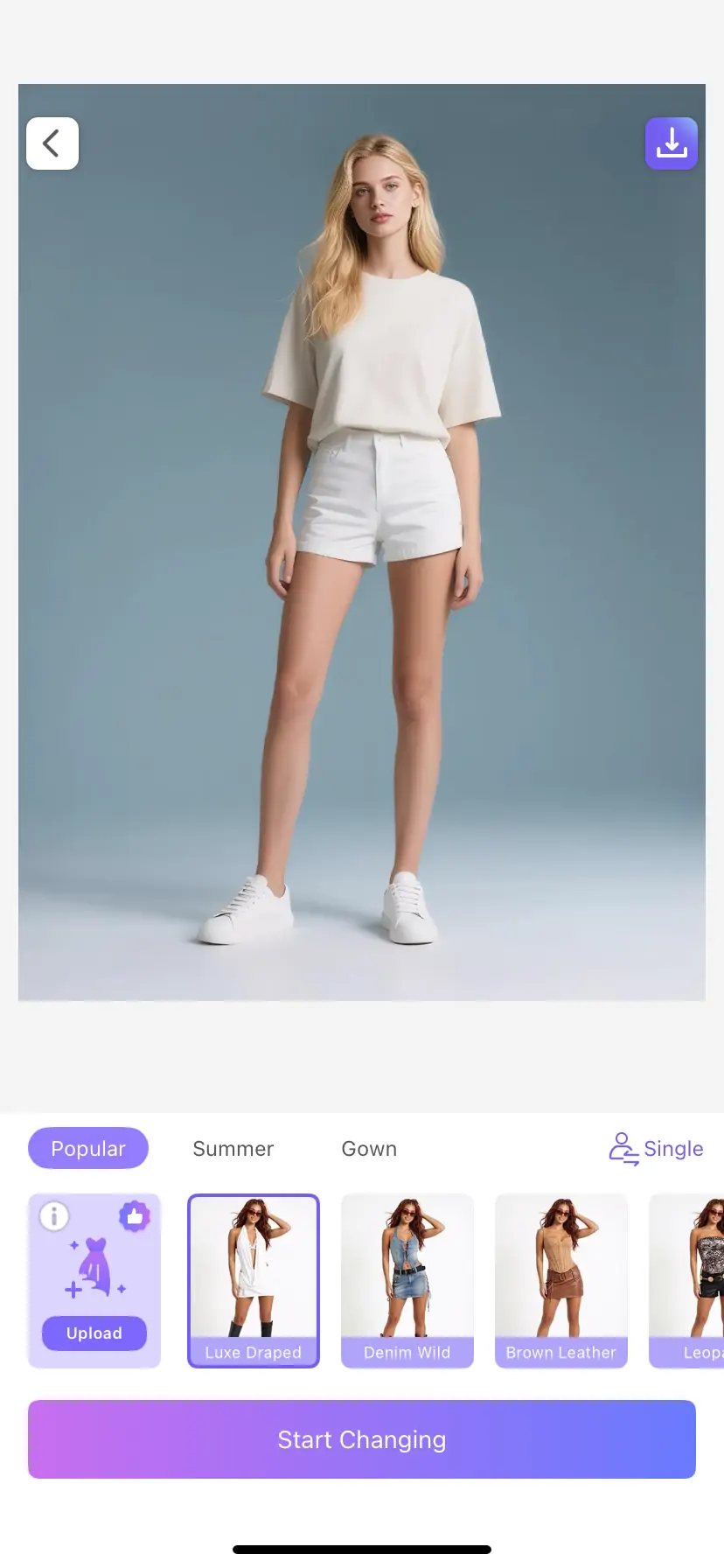 上传服装参考图进行 AI 换装