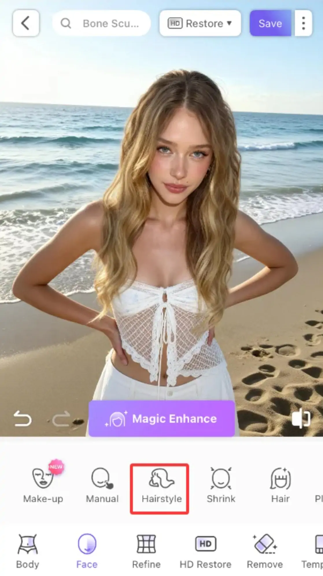 Seleziona la foto o il video che desideri modificare in PrettyUp