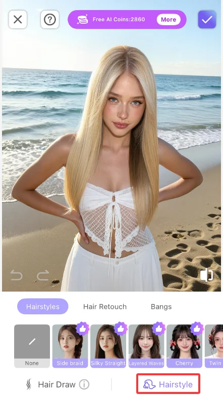 Seleziona la foto o il video che desideri modificare in PrettyUp