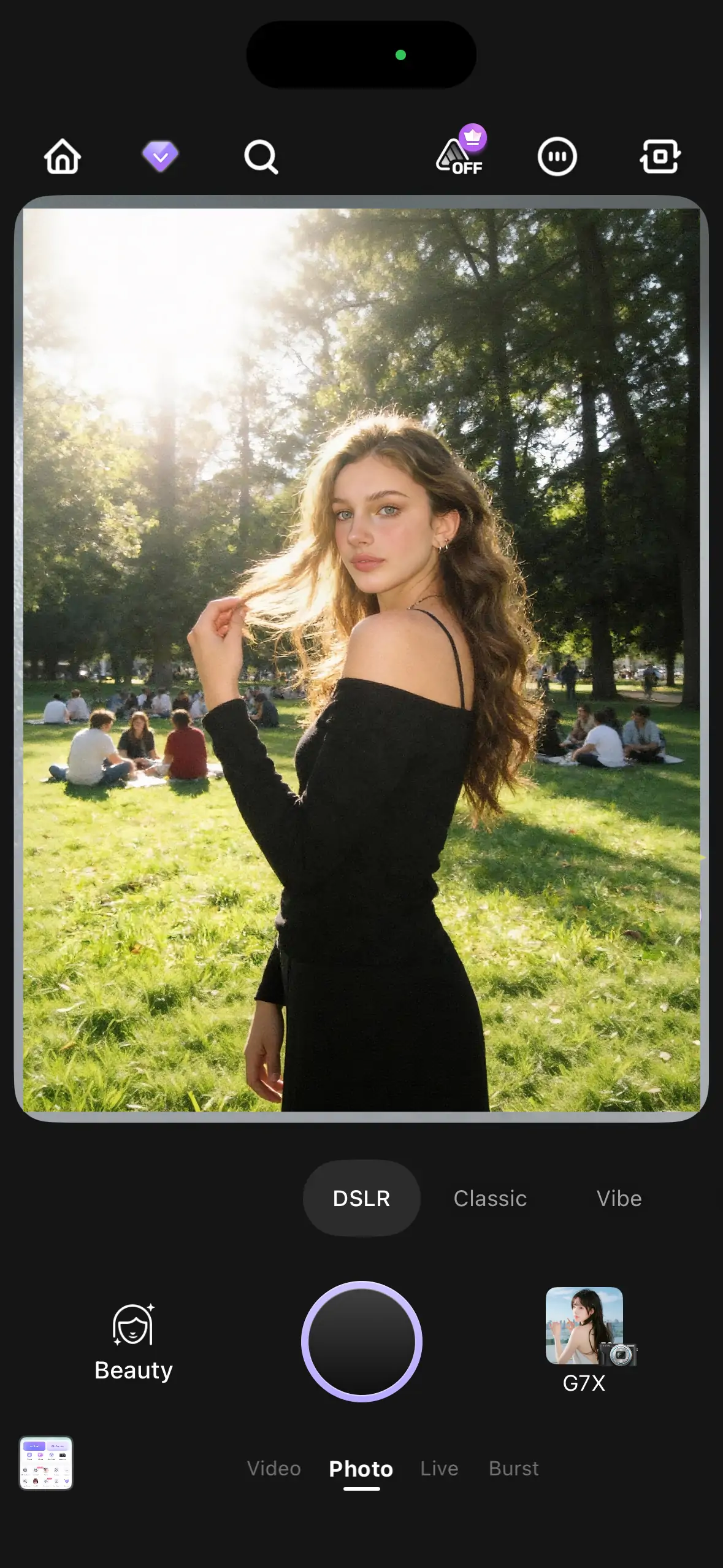 Interface de manipulation de la palette de couleurs de l'appareil photo sans miroir, affichant les curseurs de chaque paramètre