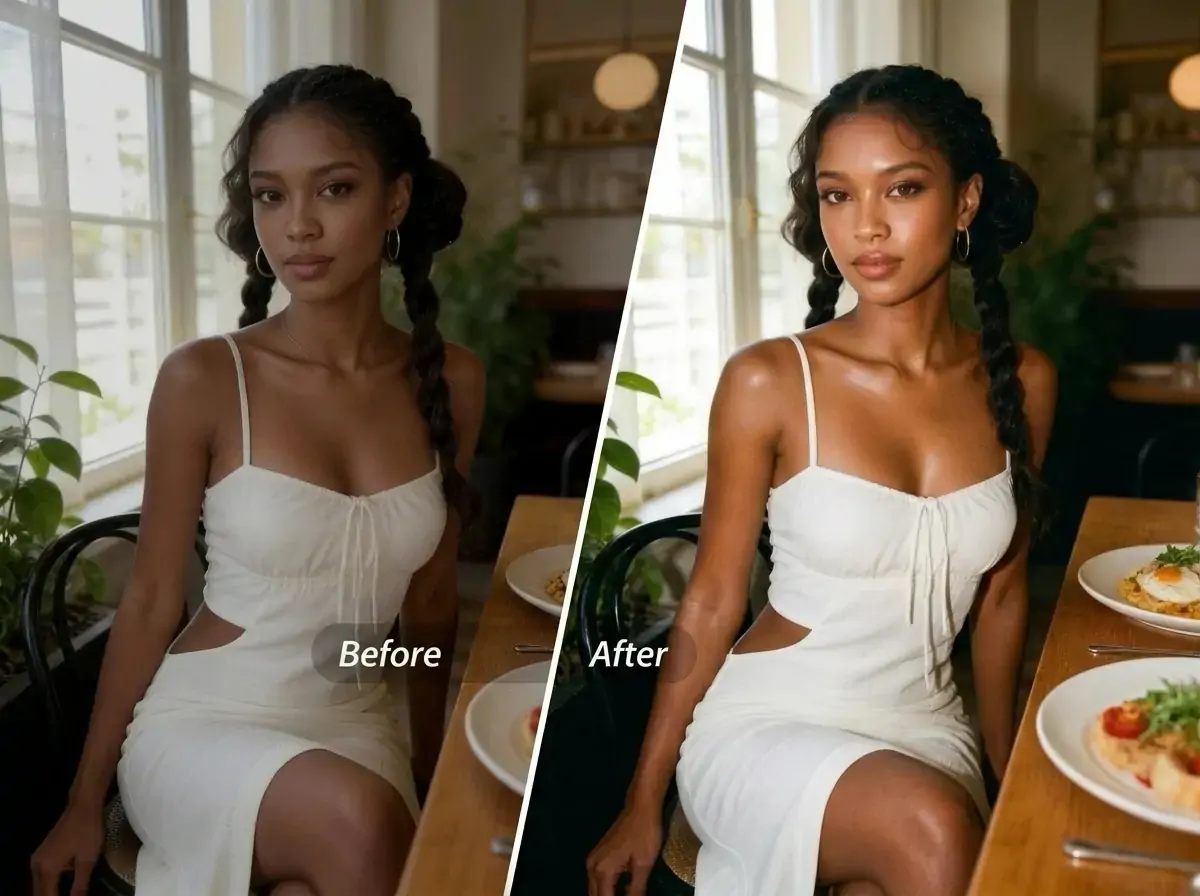 Effetto foto retrò caldo con flash PrettyUp G7X: confronto prima e dopo