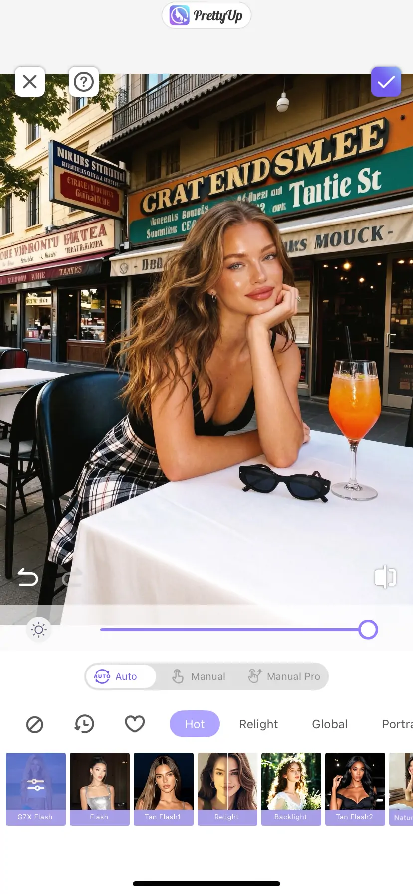 Risultati dell'effetto del flash G7X nella illuminazione 3D di PrettyUp